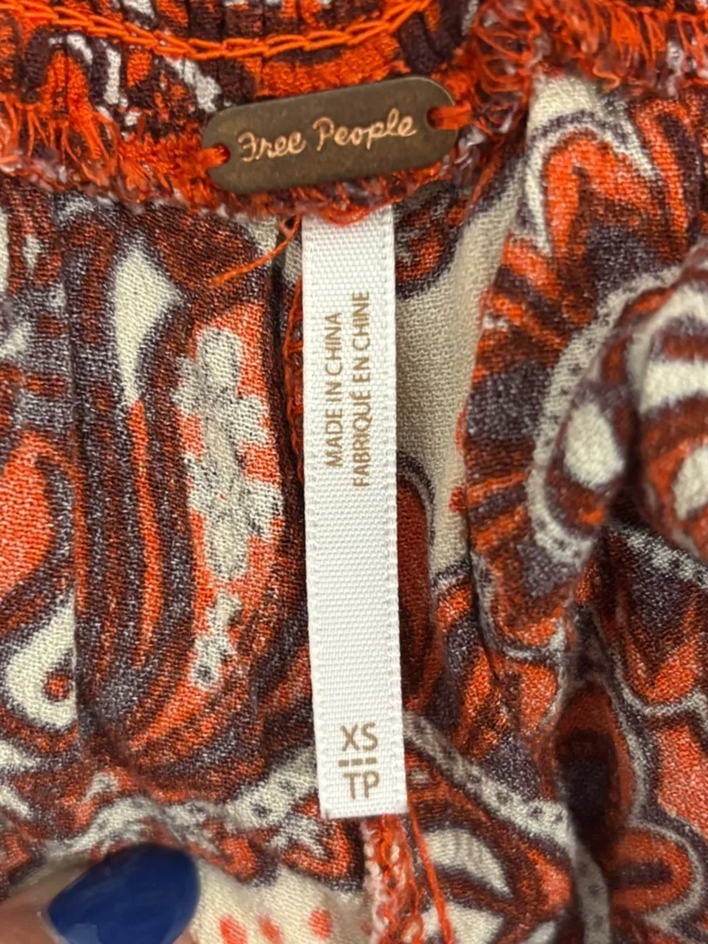 Free People Paisley Printed Double Trouble Wide Leg Pants Extra Small